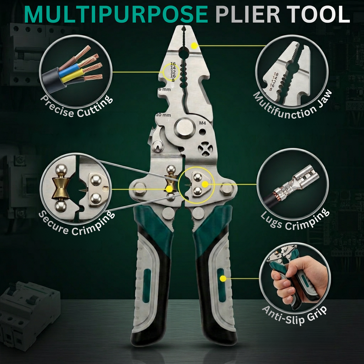 9-in-1 Foldable Multifunction Plier | High-Carbon Steel Wire Stripper, Cutter & Crimper Tool
