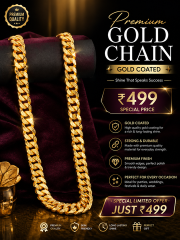 Just ₹499 Only | 18K Coated Gold Cuban Chain | Limited Stock Left 🚨